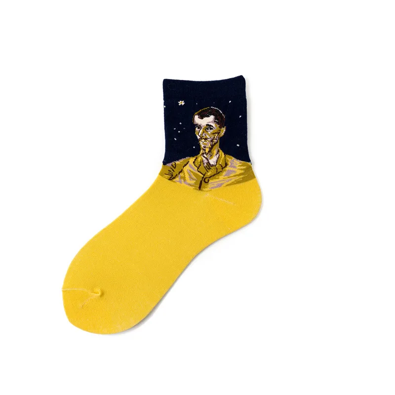 art socks 10 Забавная уличная одежда, короткие носки с рисунками героев мультфильмов Kawaii, хлопковые носки с масляными красками Ван Гога Ренессанса, абстрактные счастливые теплые милые женские носки - Цвет: art socks 10