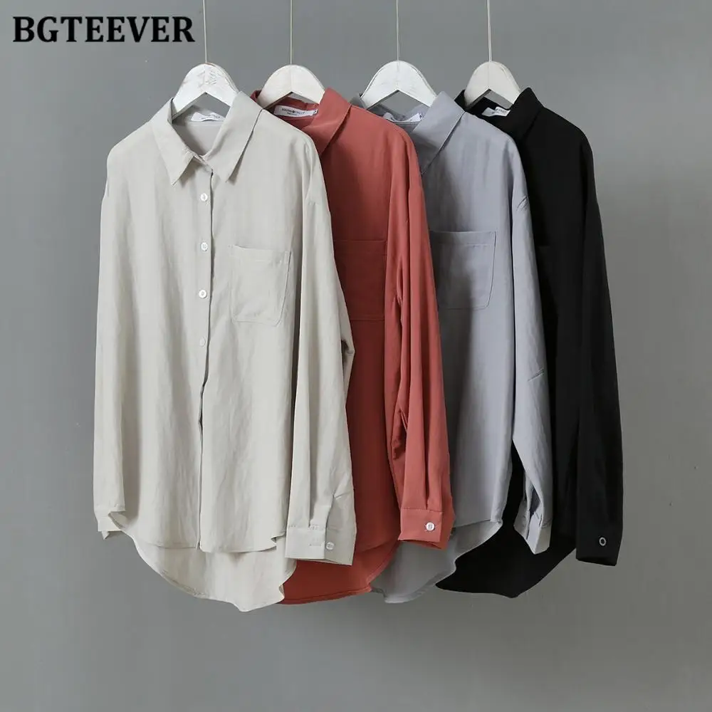 Повседневная Женская блузка BGTEEVER с длинным рукавом рубашки на весну и лето