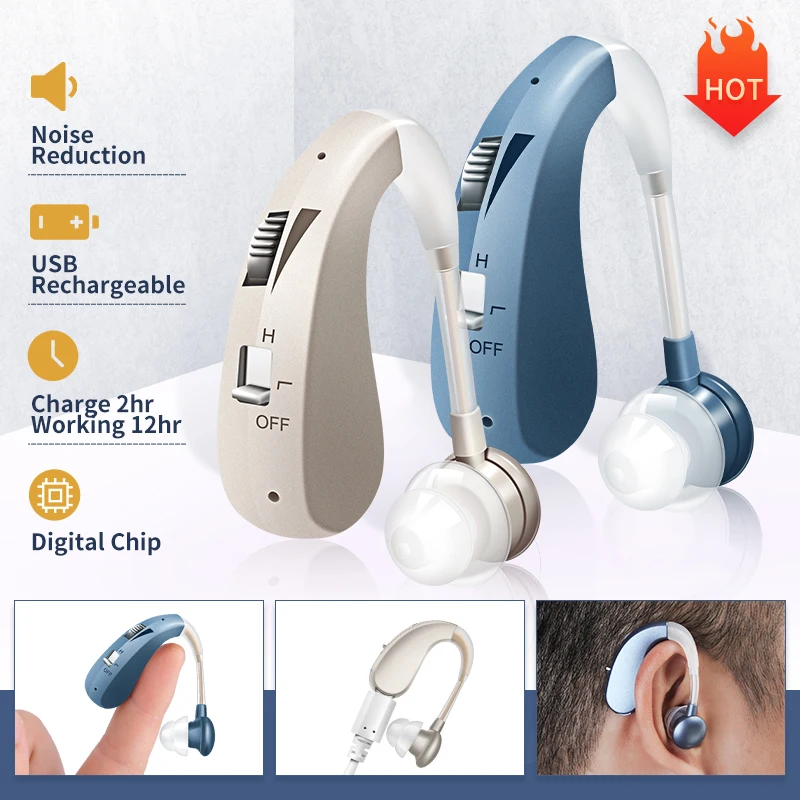 Rechargeable Hearing Aid Digital Hearing Aids Wireless Sound Amplifier For Elderly Moderate To