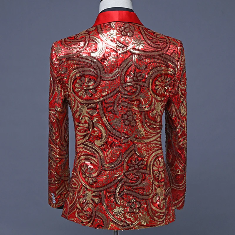Men's Shawl Collar Stage Performance Suit Coat Fancy Sequin Singer Stage Annual Performance Costume Jacket Men Blazer Men's Shawl Collar Stage Performance Suit Coat Fancy Sequin Singer Stage Annual Performance Costume Jacket Men Blazer