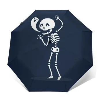 

Wind Resistant Fully-Automatic Umbrella Happy Soul Skeleton Rain 3 Folding Parasol Travel Car Umbrella