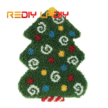 

Latch Hook Rug Kits Crocheting Carpet Rug Christmas Tree Acrylic Yarn Pre-Printed Canvas Cushion Mat Crochet Tapestry Sofa Decor