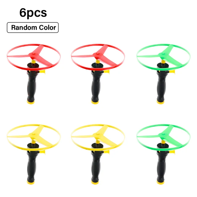 6pcs Flying Disc propeller Toys Kids Helicopter Pull String Flying Saucers Dog Pet Chaser Training Supplies 1