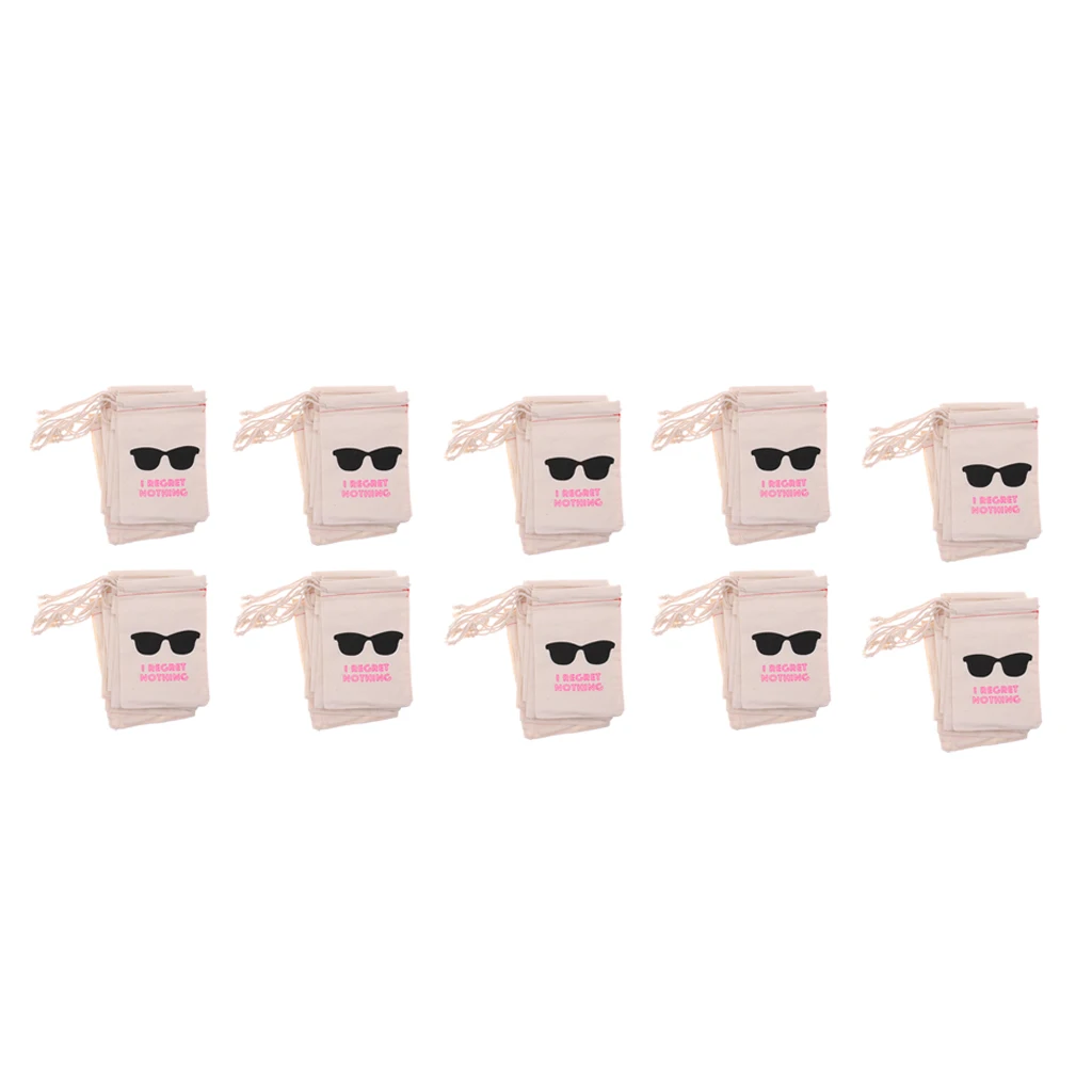 100/Pack I Regret Nothing Hangover Kit Bachelorette Party Favors Gift Bags Wedding Cotton Muslin Welcome Favors Bags