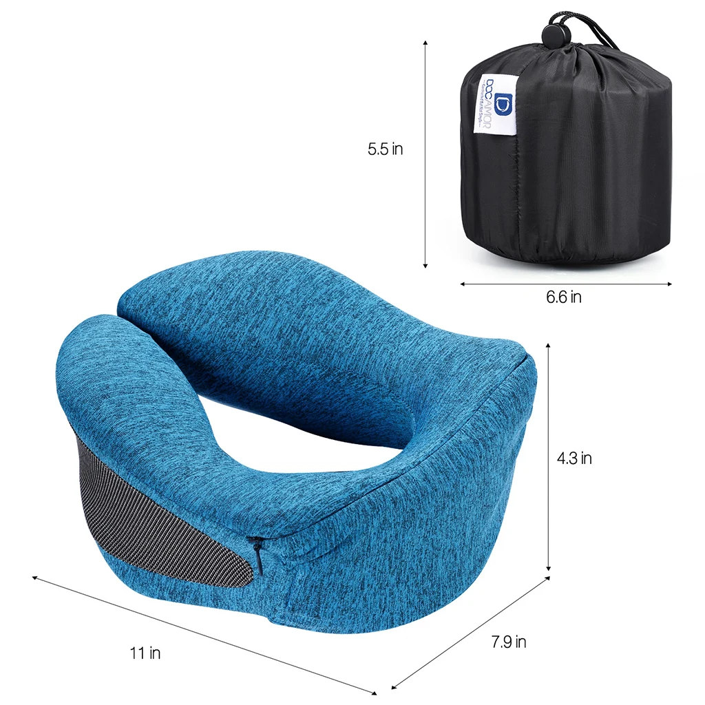 Дорожная подушка для шеи с эффектом памяти, u-образная поддержка шеи, подголовник, регулируемый размер шеи для самолета поезда, автомобиля, автобуса, офиса, сна с чехлом