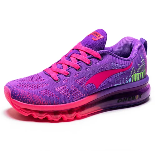 ONEMIX подушки мужские кроссовки дышащие бегун спортивный кроссовки мужская уличная спортивная обувь для ходьбы - Цвет: Purple-women