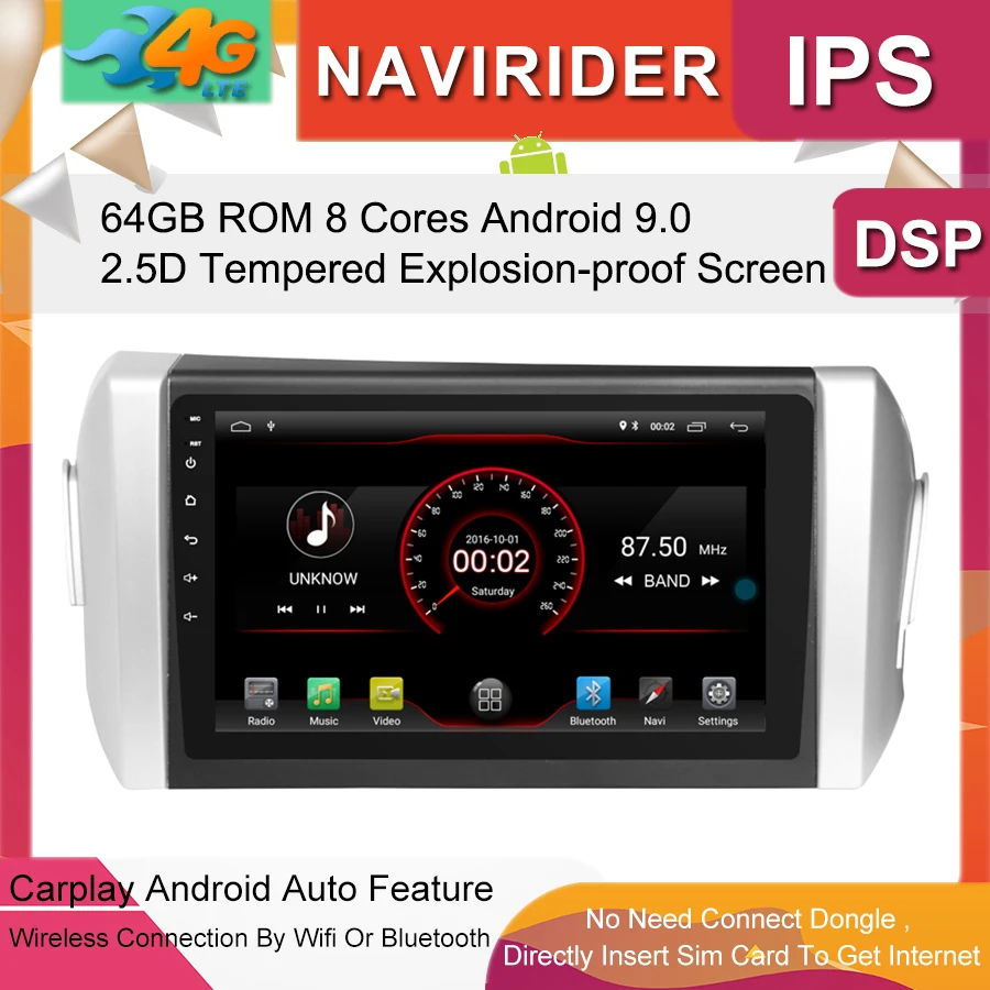 Автомобильный мультимедийный плеер 9 дюймов ips экран монитор gps магнитофон Bluetooth Android 9,0 для Toyota Innova LHD Авто Аудио