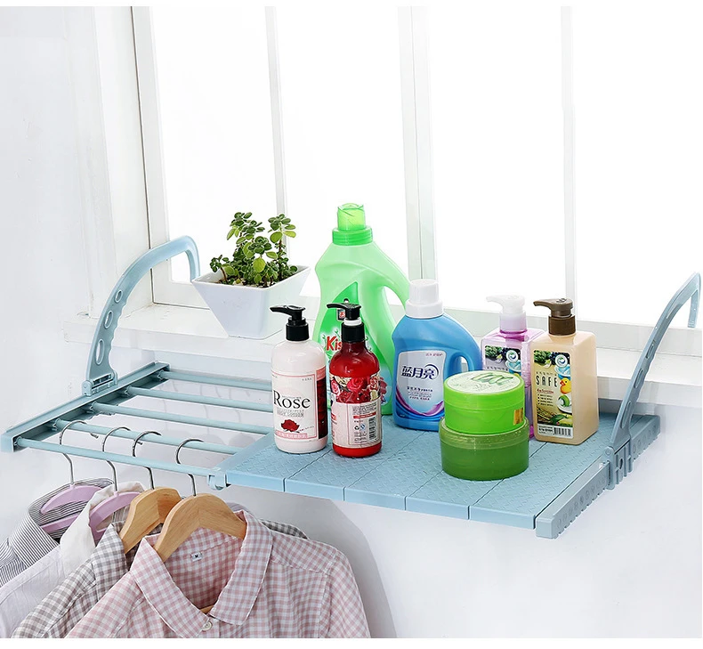Home Balcony Hanging Shelf Adjustable Foldable Clothes Shoes Drying Racks Holder Multifunction Storage Organizer Shelves