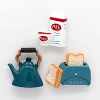 Home decoration magnes na lodówkę wklej kartki samoprzylepne maszyna do chleba pomidorowa patelnia do smażenia jajek czajniczek mleko model lodówka magnes kolekcja 4