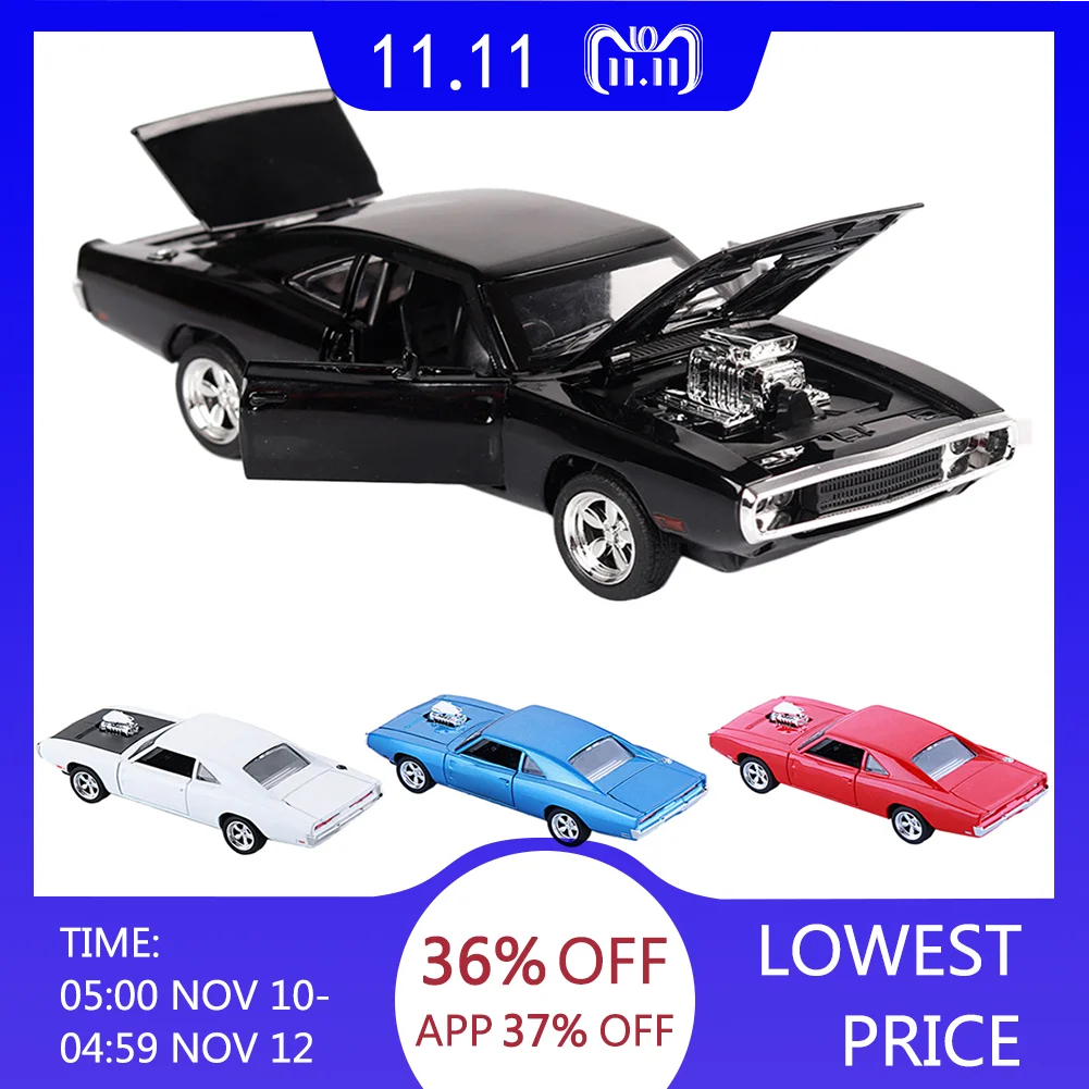 Kaufen Heißer 132 auto Ladegerät Diecast Metall Modell Auto Sound und Licht Pull back Fahrzeug Spielzeug für jungen kinder und kinder geschenk 4 farben