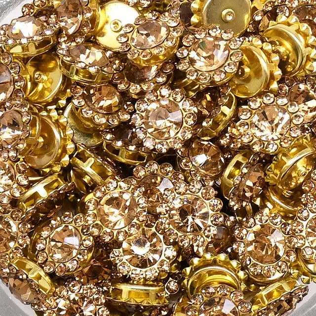 100 Claw Cup Glass Rhinestones Strass Shiny Crystals Stones Trim Gold Base Sew on Rhinestones For Clothes DIY Sewing Accessories B11