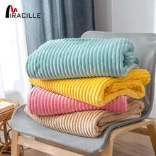 Miracille однотонное Полосатое фланелевое одеяло супер мягкое Флисовое одеяло для путешествий s зимнее покрывало для дивана спальное покрывало