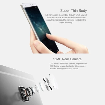 

OUKITEL U13 5.5 Inch Display 3GB+64GB Large Memory Octa-Core Smart Phone 13MP Camera 4G Phone For Android 6.0 UK Plug