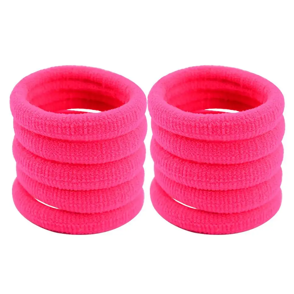 Hot Pink Новинка, 10 шт., женские резинки для волос, веревка, кольцо, эластичная резинка для волос, держатель конского хвоста, полые веревки для волос, прекрасный Атлас, галстук для волос - Цвет: Hot Pink