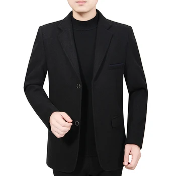 

2020 autumn and winter new fashion men's pure color woolen casual suit 1283