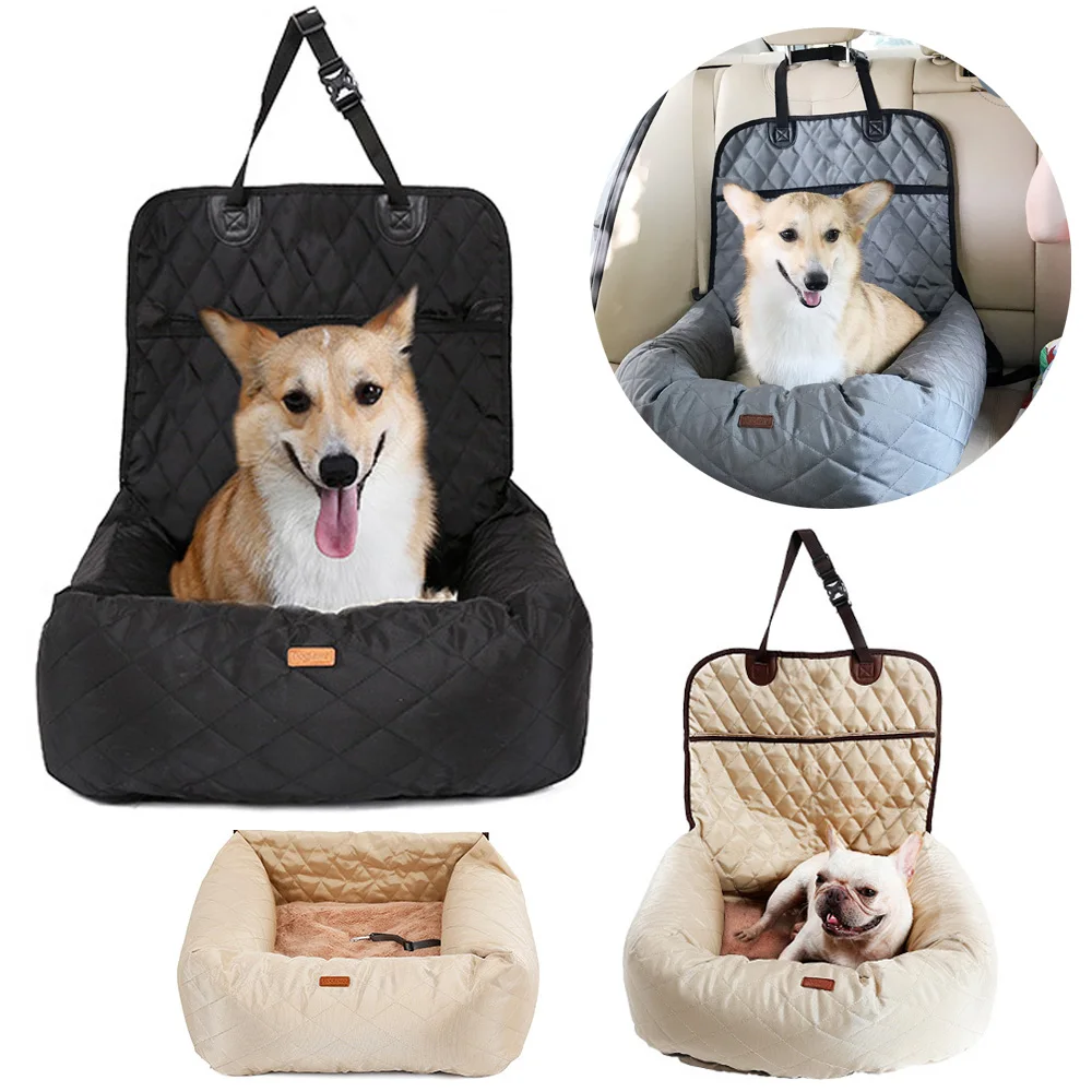 Asiento de coche para perros medianos y pequeños, cama de viaje para perros, asiento frontal/trasero, interior, portador de coche para mascotas, accesorios para coche