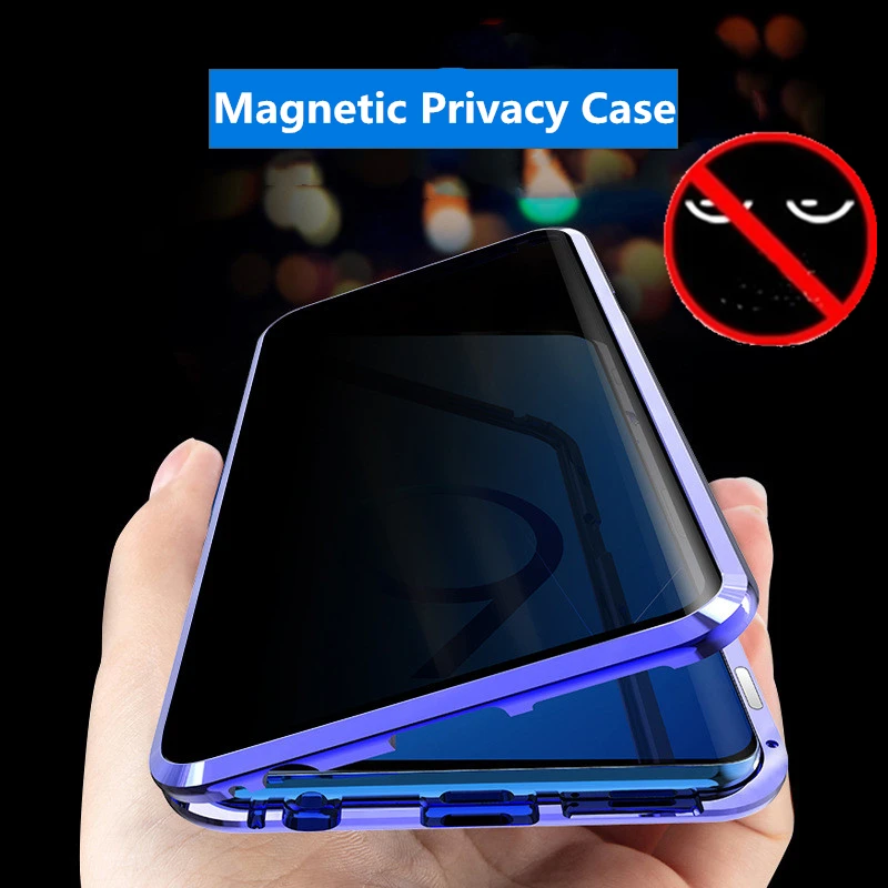 

Privacy Metal Magnetic Tempered Glass Phone Case For Samsung Galaxy S8 S9 S10 Plus Note 8 9 Magnet Antispy 360 Protective Cover