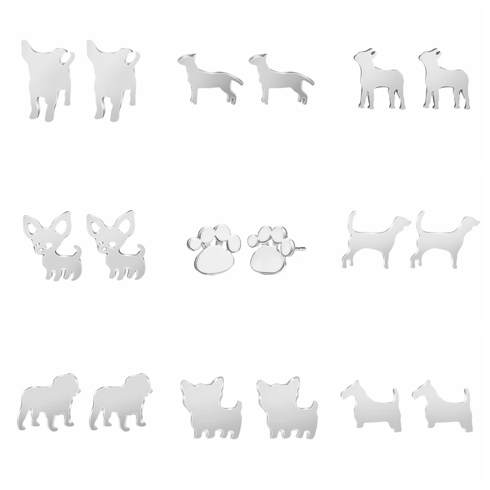 

Fashion Cat Paw Dog Chihuahua Scottish Terrier Bulldog Stud Earrings For Women Zinc Alloy 2 Colors Gold & Silver Stud Earrings