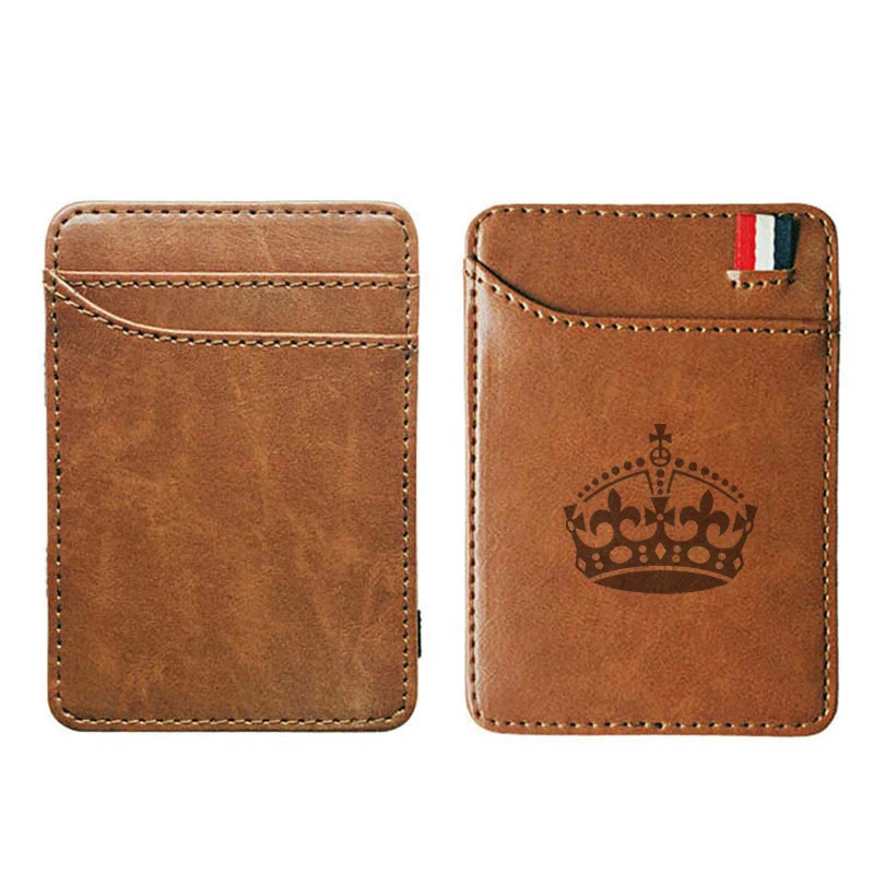Классический кожаный Ретро кошелек с короной в стиле ретро для мужчин и женщин с зажимами для денег и карт