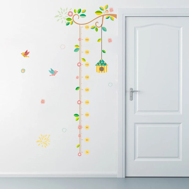 Наклейка на стену с изображением семейного дерева для детской комнаты, диаграмма роста птиц, домашний декор, настенные наклейки, фрески, плакат для детской комнаты, Декор