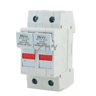 

AC 380V/690V 32A 10x38mm Cylindrical Fuse Holder 2P RT18-32X