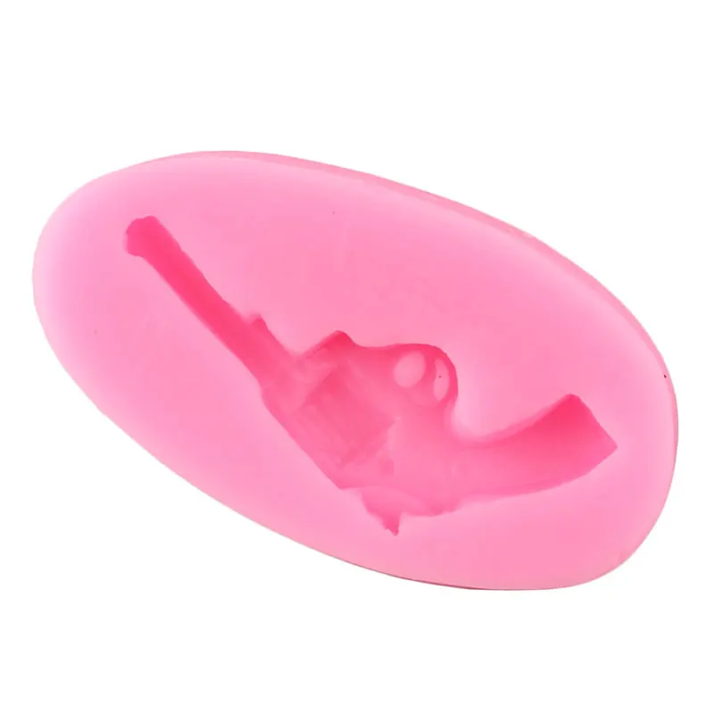 Revolver Handgun Silicone Mold Pistol Baby Birthday Cupcake Topper Fondant Cake Decorating Tools Candy Chocolate Gumpaste Molds