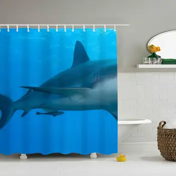 

Shark Shower Curtain Bathroom Easy to Clean Polyester Innovative Beauty