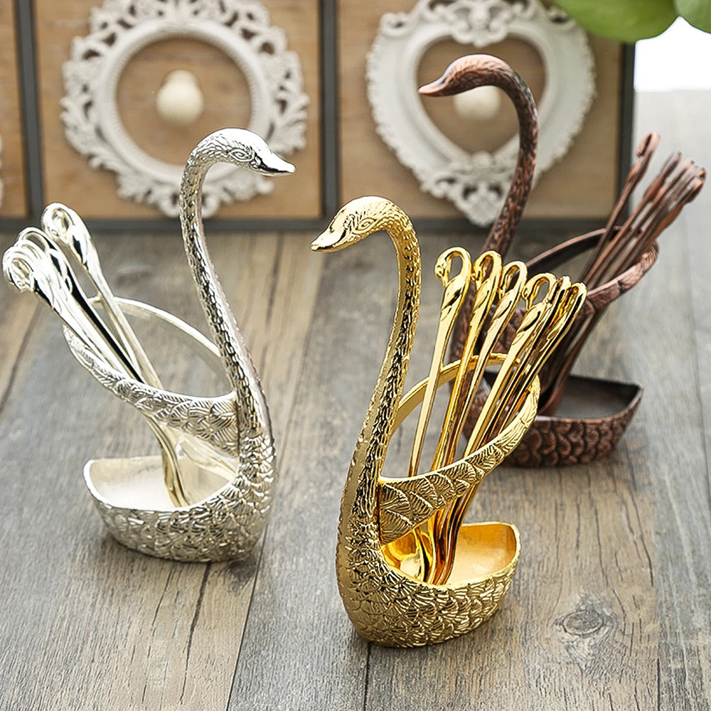 7 шт. Лебедь фрукты Базовая деталь резцедержателя набор вилок Нержавеющая сталь