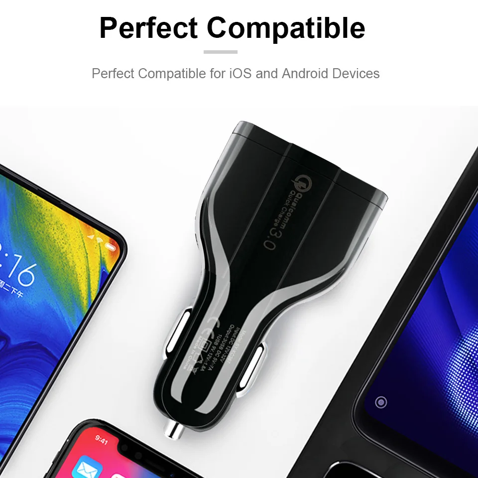 3.5A Car USB Charger Quick Charge 3.0 Mobile Phone Charger 3 USB Fast Car Chargers for iphone ios Huawei Android Phone Charger
