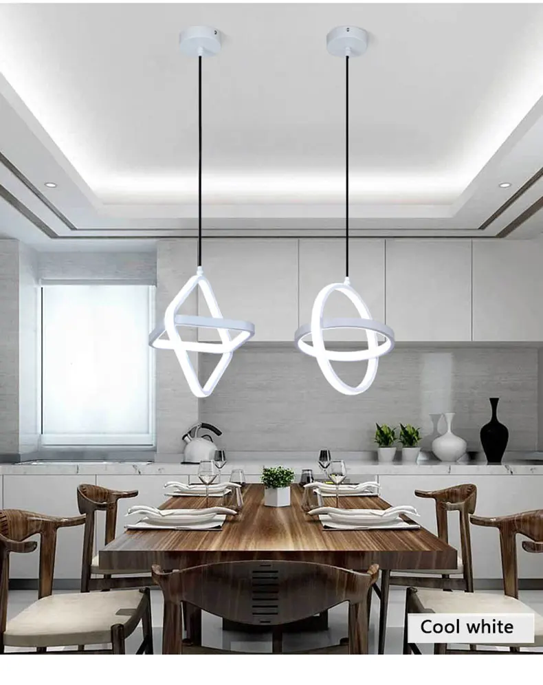 Modern Led Pendant Light Black&White Creative Chandelier Pendant Lamp for Dining room Kitchen Bedside Light Bedroom Hanging Lamp kitchen pendant lighting