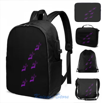 

Funny Graphic print Jojos Bizarre Adventure Menacing USB Charge Backpack men School bags Women bag Travel laptop bag