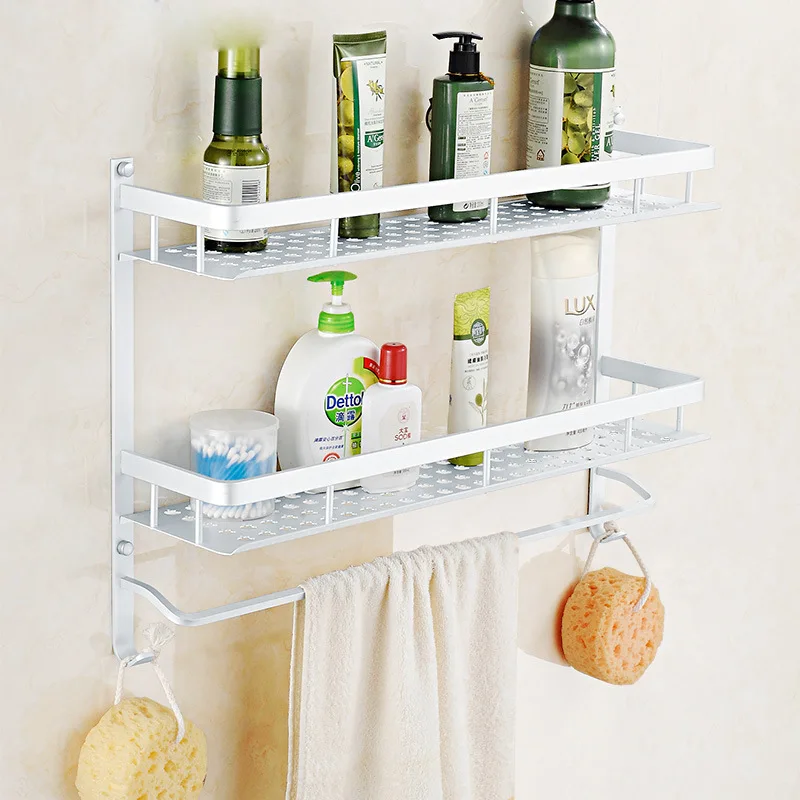 

A Generation of Fat-Free Punched Toilet Wall Hanging Square Storage Shelf Alumimum Seasoning Storage Rack Manufacturers Wholesal