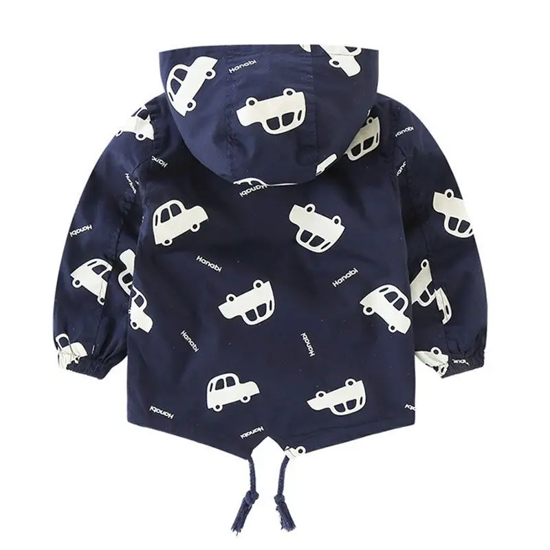 Spring Autumn Boys Jackets Hooded Zipper Windbreaker Baby Fashion Print Coats Kids Hoodies Outerwear Children Clothes