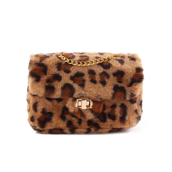 

New Designed Mini Cute Leopard Cross-body Bag Women 2020 Winter Plush Shoulder Messenger Warm Handbag Girl Christmas