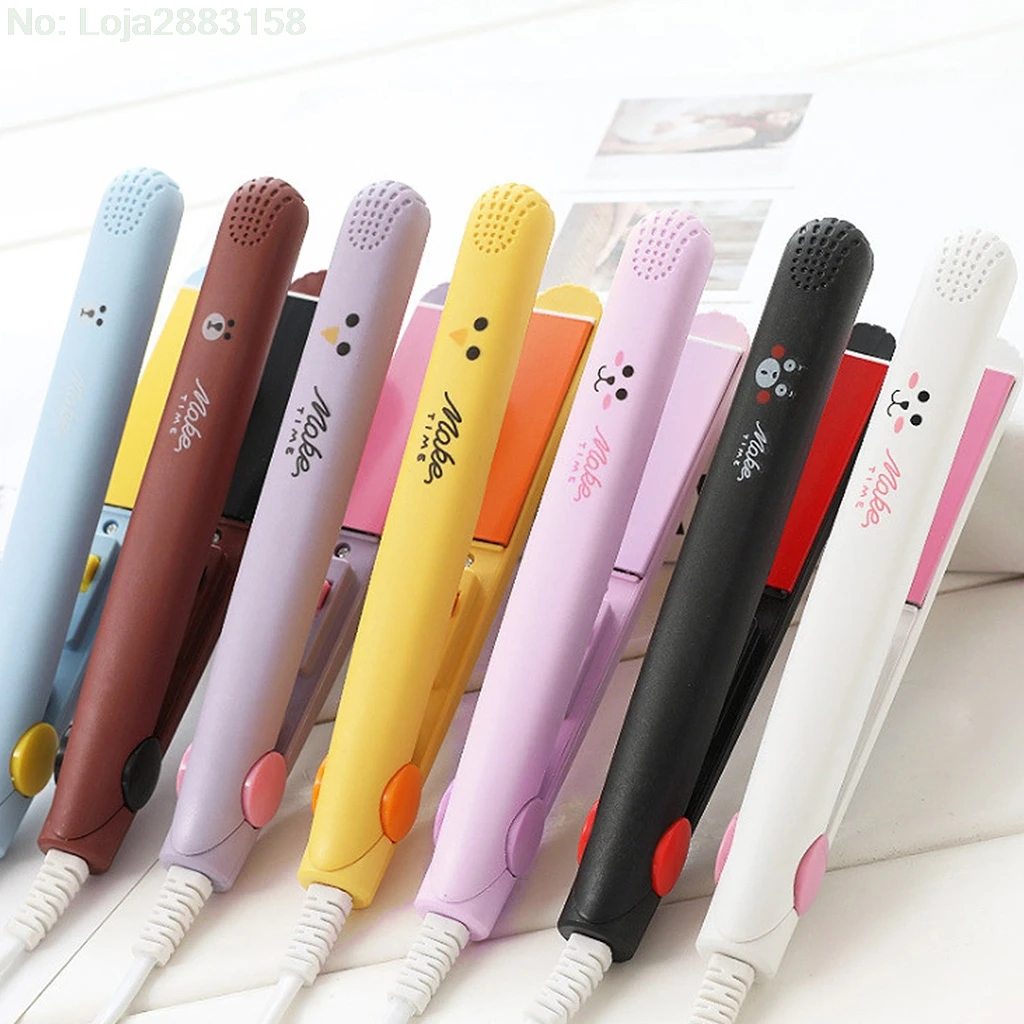 Electronic Hair Straightener Curler Mini Ceramic Iron Flat Straightening Styling Tools 220V Home Travel