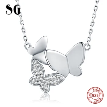 

New Design 925 Sterling silver Lovely Butterfly Pendant Necklace With White CZ For Women Sterling Silver Jewelry Free Shipping