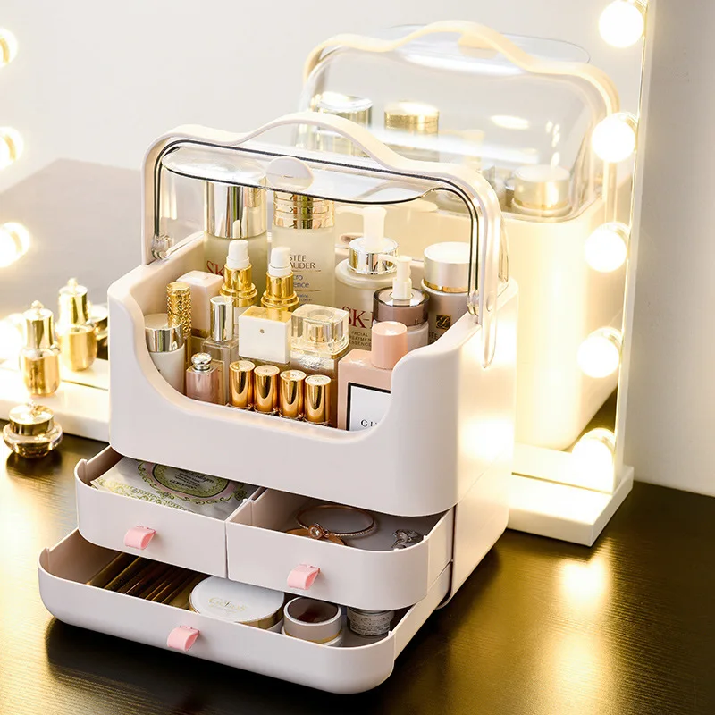

Creative Dresser Dustproof Storage Shelf Hand Cosmetic Box Drawer-type Jewlery Box Makeup Storage Box