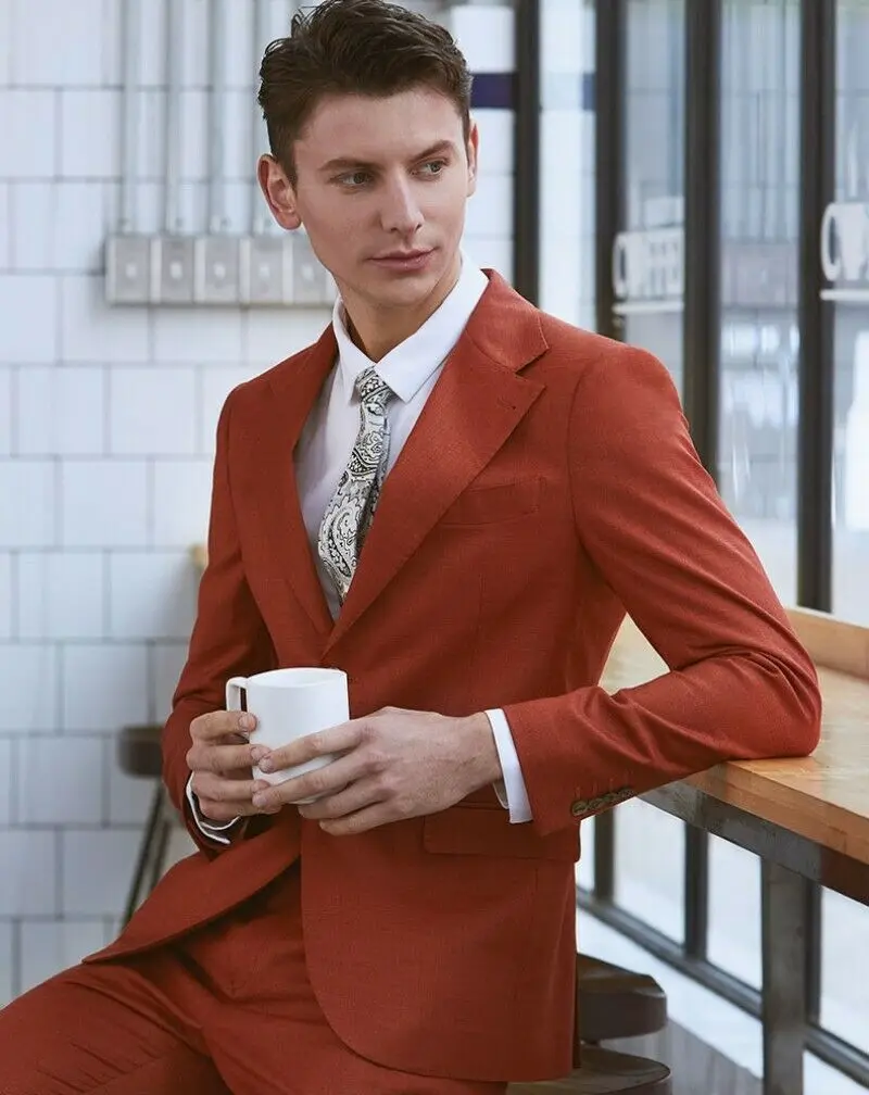 Simple-Orange-Men-s-Suits-Blazer-2PCS-Tuxedos-Business-Groom-34-56W-Custom (2)