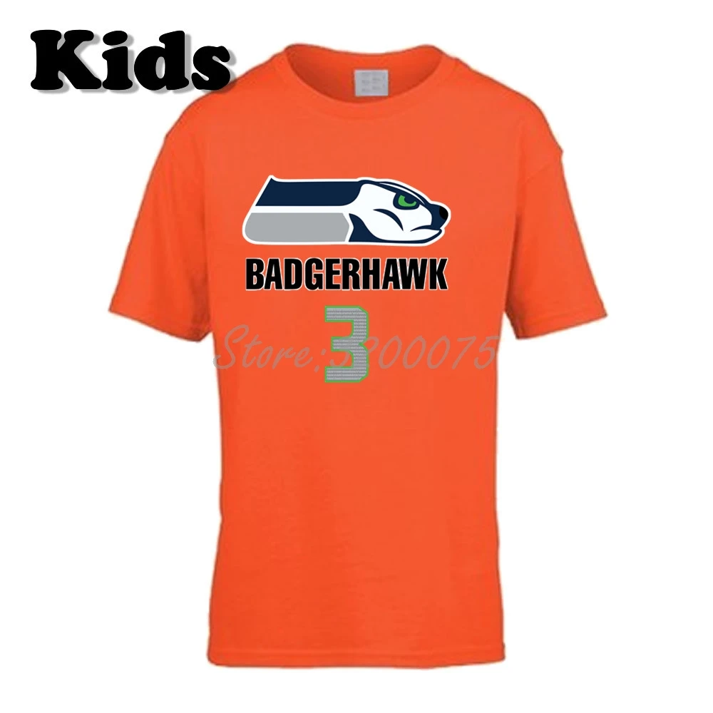 13 Детская футболка с принтом «BadgerHawk», «Russell Wilson 3», одежда, футболка для мальчиков и девочек, футболка с круглым вырезом, W19102101 - Цвет: 13