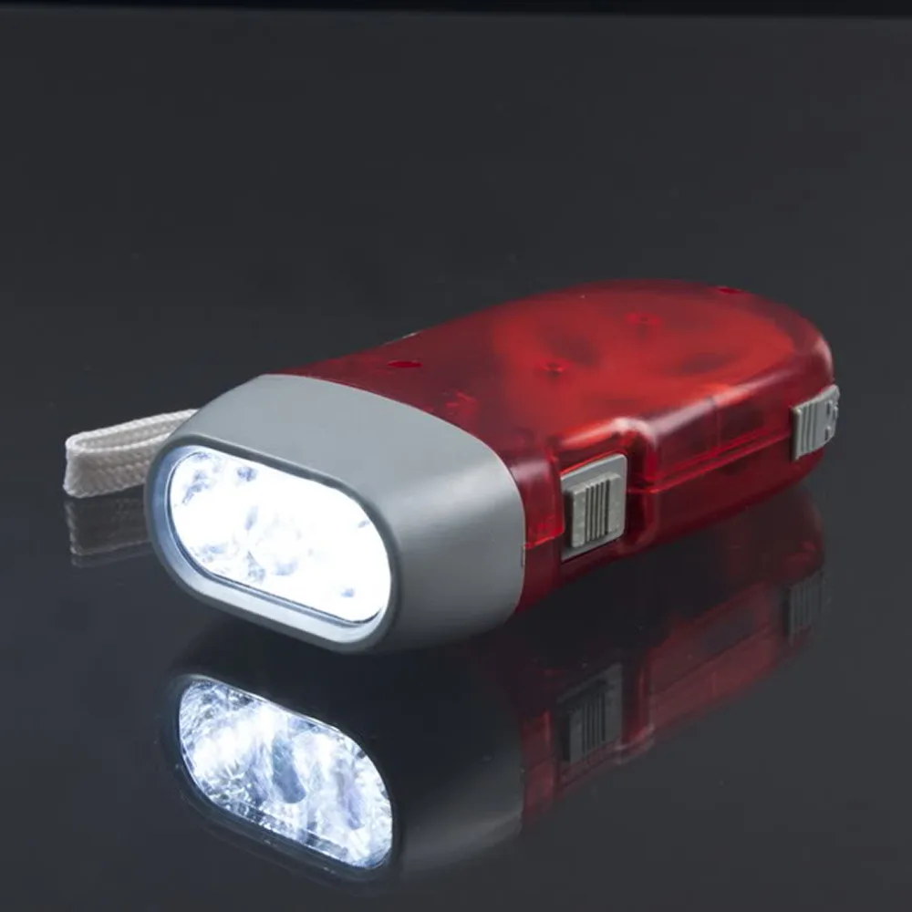 3 LED Wind-Up Rechargeable Flashlight Torch 1 Min Winding 30 Min Power 