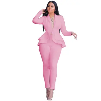 

Spring Plus Size Office Ladies Two Piece Set Top and Pants Elegant Female Casual Business Matching Suit Sets Women Clothing