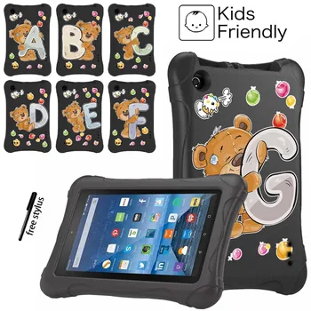 

Tablet Kids Case for Amazon Fire 5th 2015/Fire 7th 2017/Fire 9th 2019 Thick Foam EVA Material 26 Letter Series Tablet Case+Pen