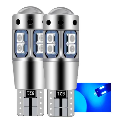 ASLENT 2PCS High Quality T10 W5W 168 192 Led Tail Light 3030 10smd 12V Car Led Auto Lamp CANBUS NO Error Car Marker Parking Bulb Blue