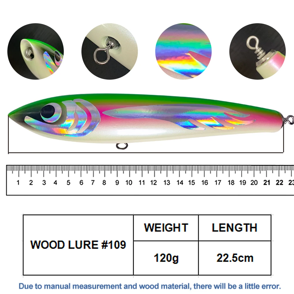 65g90g120g140g Trolling Wood Stickbait Pencil Popper Tuna Boat Fishing Lure Topwater Long Casting Wobbler Carp Artificial Leurre