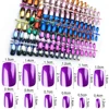 Metal fake nails 24pcs/bag 14 colors mirror reflective uv nail tips Square short long shape artificial nails ► Photo 3/6