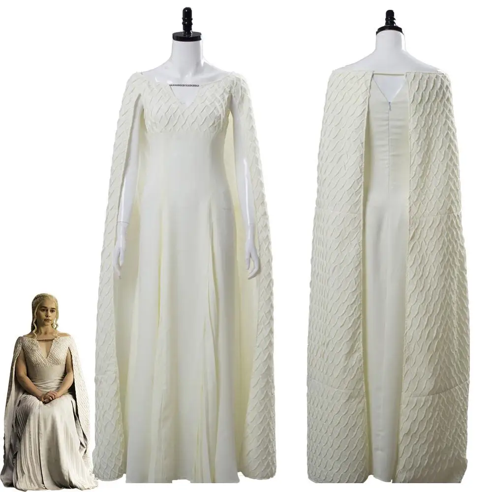 Игра престолов 5 Дейенерис Таргариен платье Cospplay костюм для взрослых белые длинные платья для вечеринок Бальные платья Карнавальный