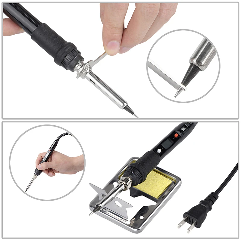 cheap stick welder QHTITEC 220V 80W LCD Electric Soldering iron 908S Adjustable Temperature Solder iron With quality soldering Iron Tips and kits portable stick welder