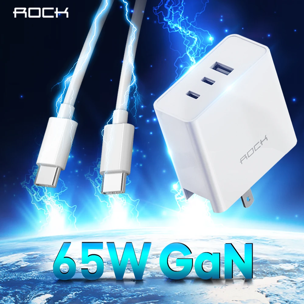 Зарядное устройство ROCK сетевое с 3 USB портами 65 Вт QC 4 0|Зарядные устройства| |
