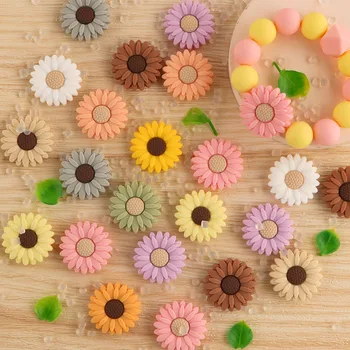 Kovict 50/100/200pcs 30MM New Mini Flowers Baby Silicone Beads Teething Beads DIY Pacifier Chain Baby Care Products Accessories 2