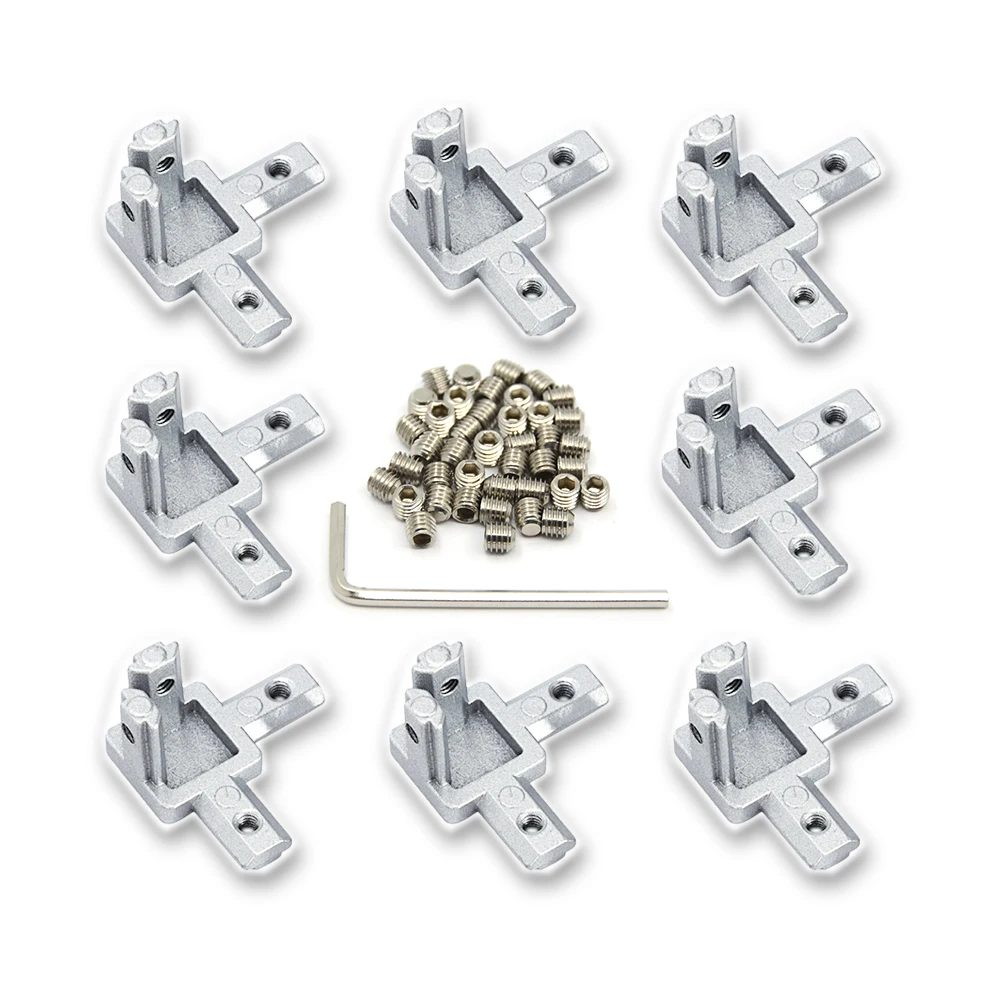 Befenybay 8PCS 3-Way End Corner Bracket Connector with Screws for 6mm T-Shape Aluminum Extrusion Profile European Standard 2020